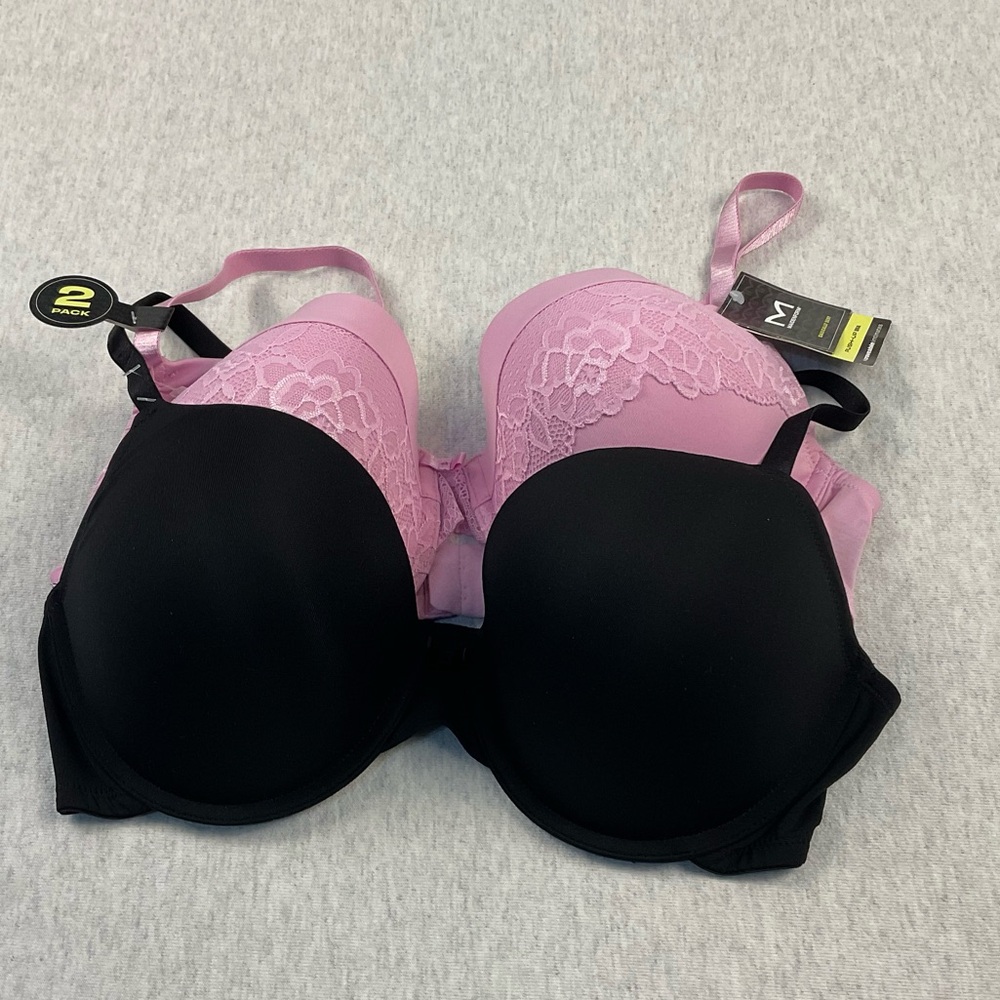 Maidenform Women’s Push Up Bras 38D Set of 2 with Underwire Support lace detail